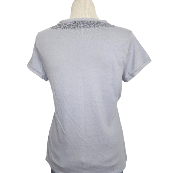 Banana Republic Lavender Sequin Scoop Neck Short Sleeve Women's Top Size L - Picture 2 of 5